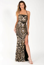 Square Neck Sequin Gala Gown