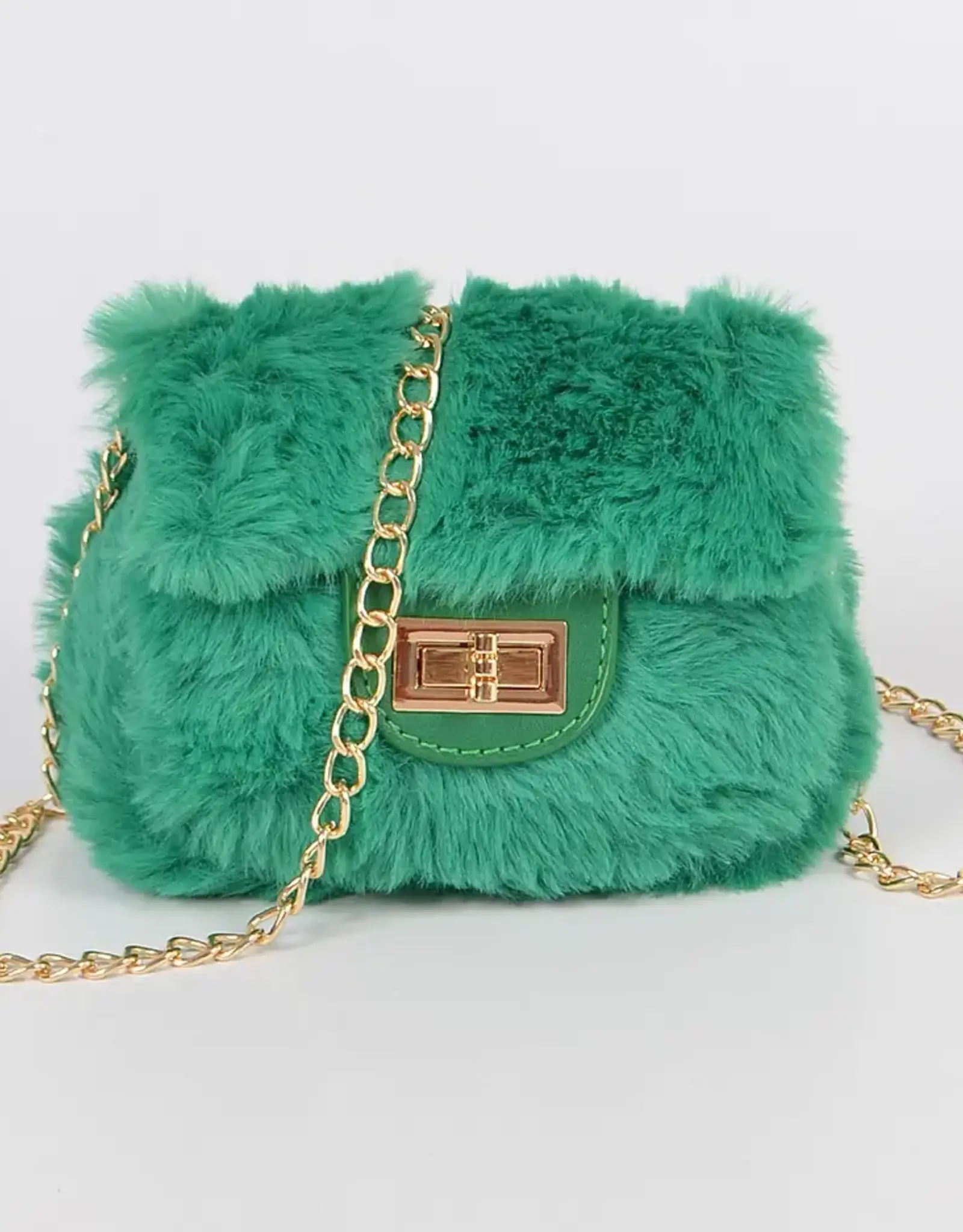 Mini Faux Fur Bag w/Chain