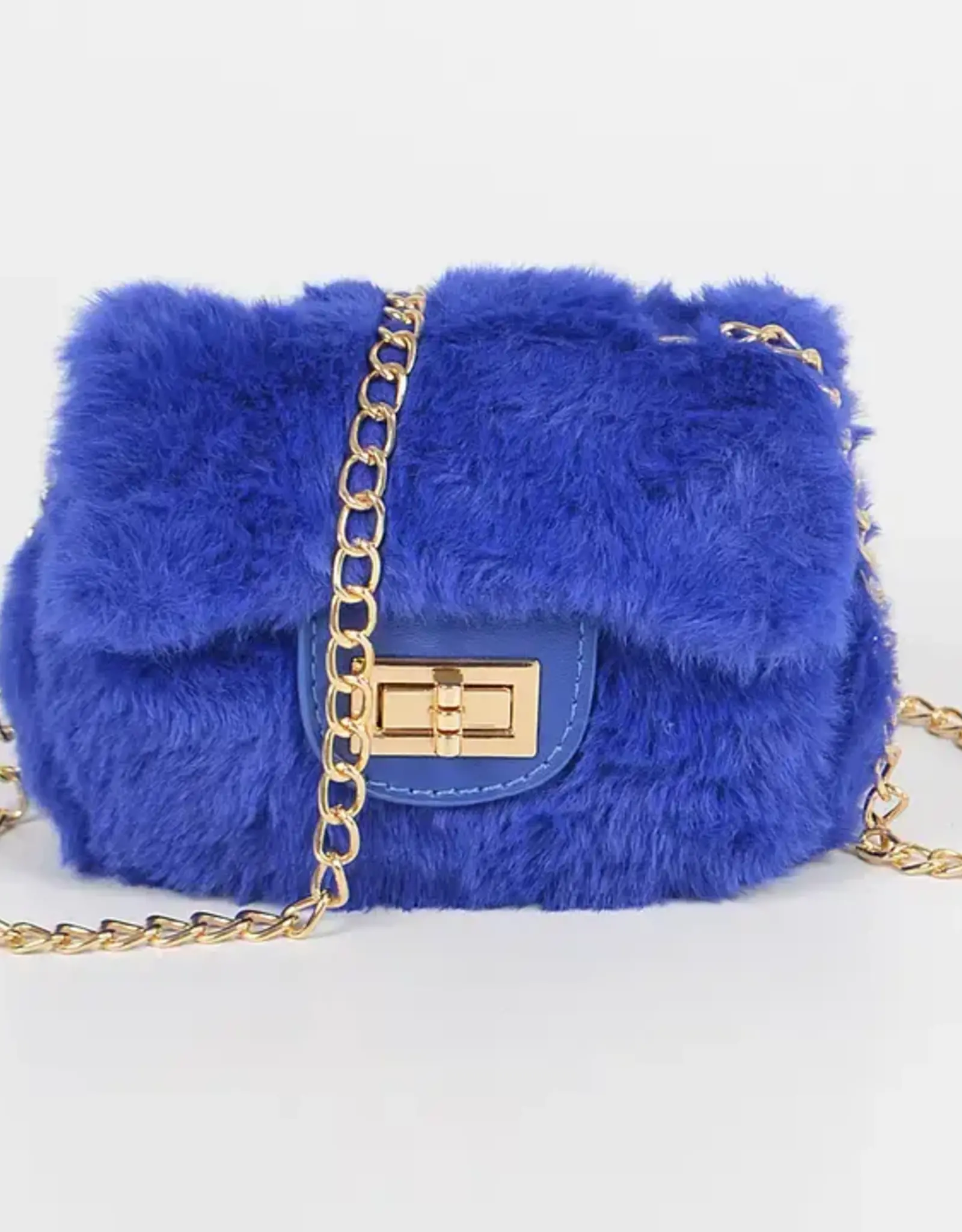 Mini Faux Fur Bag w/Chain