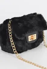 Mini Faux Fur Bag w/Chain