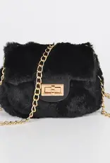 Mini Faux Fur Bag w/Chain