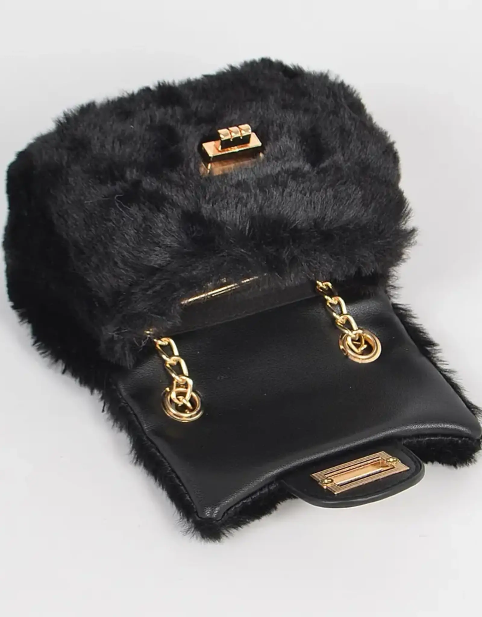 Mini Faux Fur Bag w/Chain