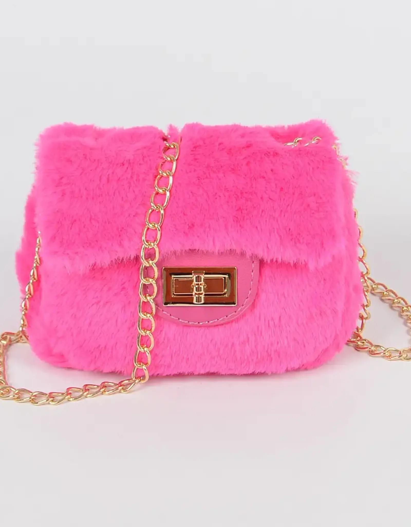 Mini Faux Fur Bag w/Chain