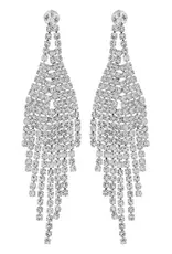 Crystal Rhinestone Chandelier Waterfall Earrings Silver/Clear