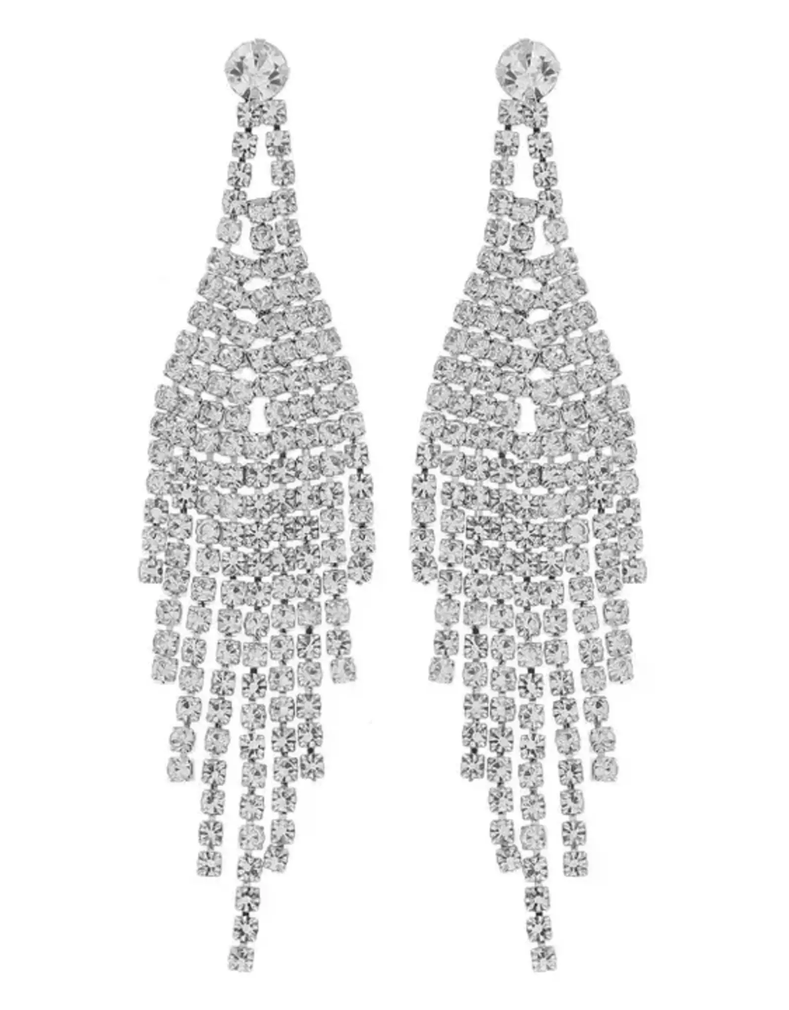 Crystal Rhinestone Chandelier Waterfall Earrings Silver/Clear