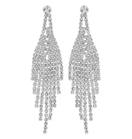 Crystal Rhinestone Chandelier Waterfall Earrings Silver/Clear