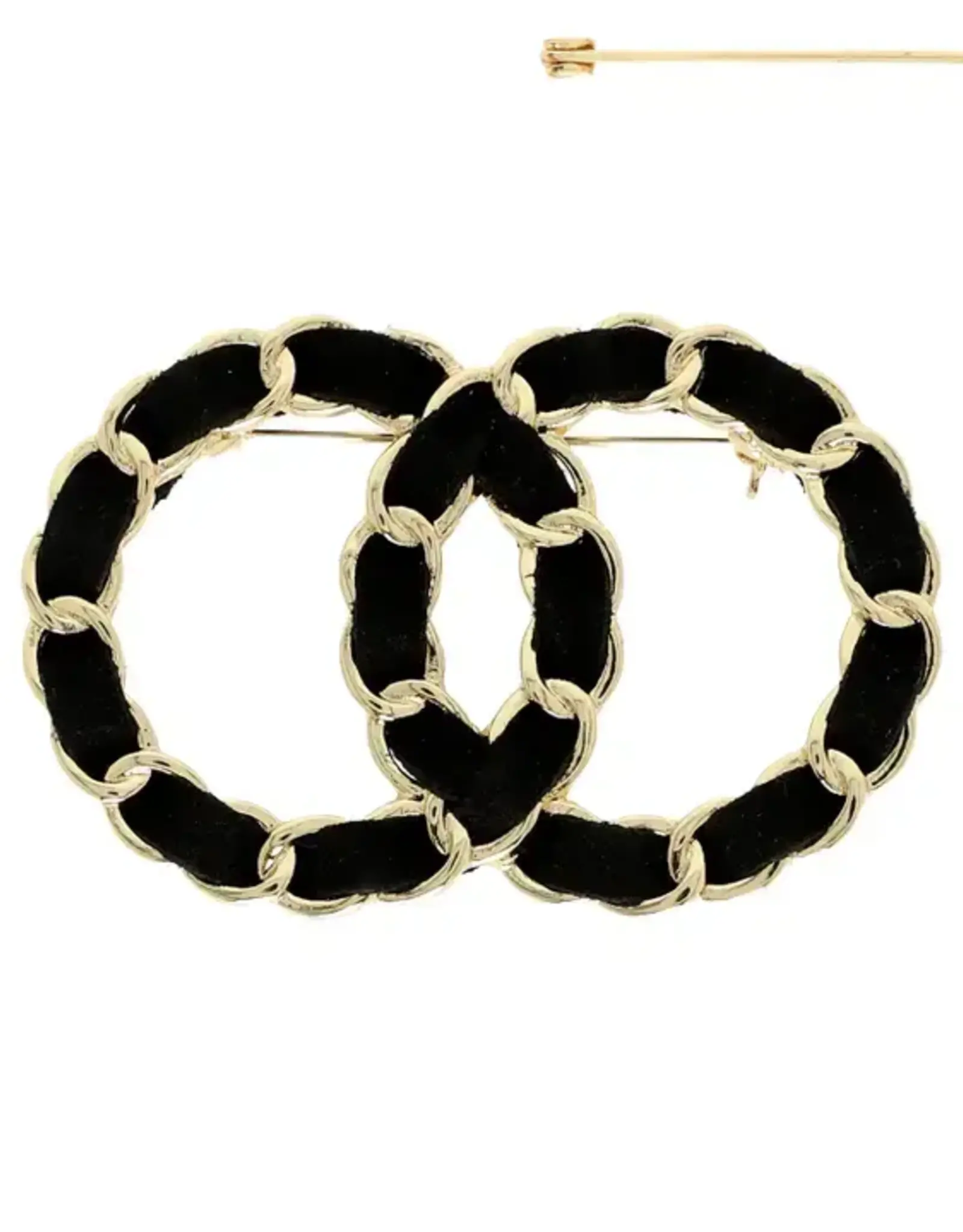 Double O Chain Brooch Pin