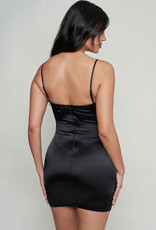 Deep V Boning Corset Mini Dress Black