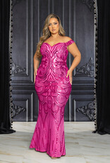 Off Shoulder Sequin Pattern Gown PLUS