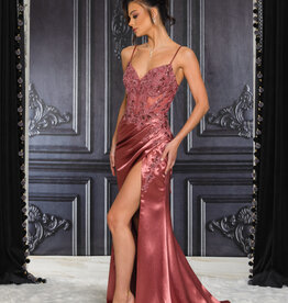 Sequin & Bead Mesh Corset Gown