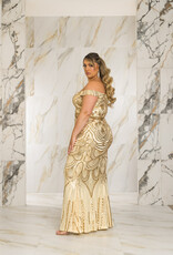 Off Shoulder Sequin Pattern Gown PLUS