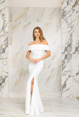 Folded Off Shoulder Sequin Gown