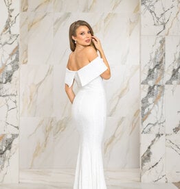 Folded Off Shoulder Sequin Gown