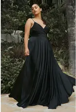 Soft Satin A-Line Sweetheart Neckline Gown w/Slit Black