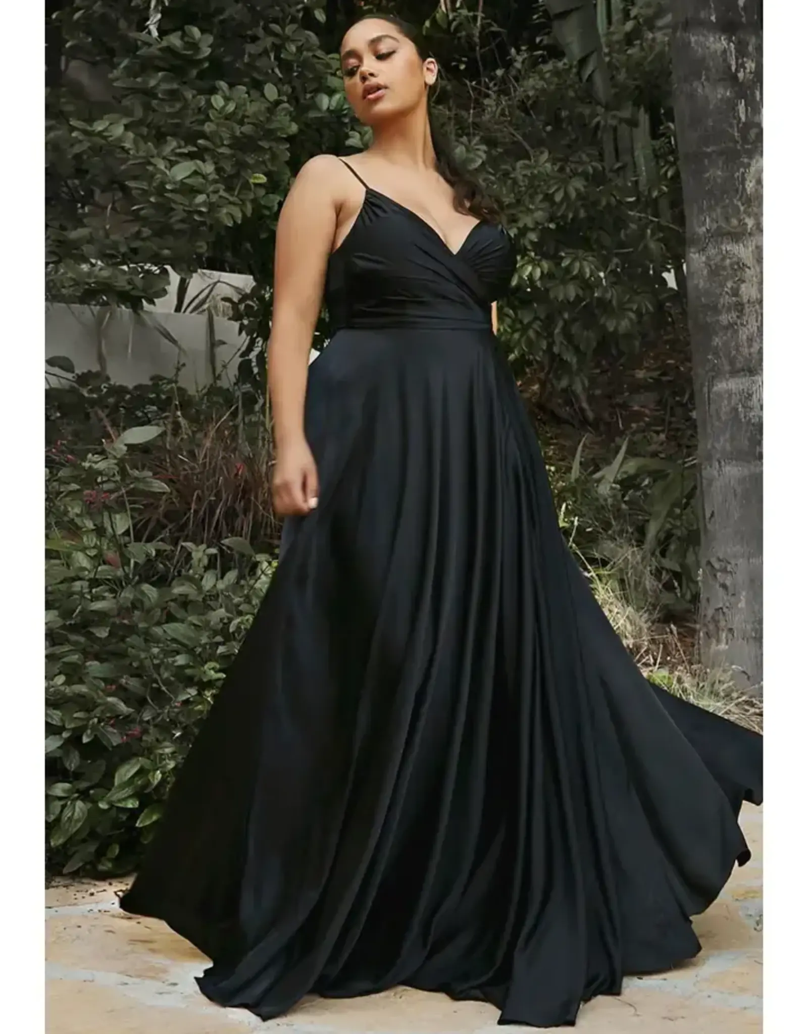 Soft Satin A-Line Sweetheart Neckline Gown w/Slit Black