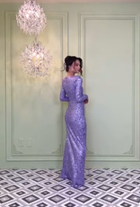 Sequin Strong Shoulder High Slit Gown