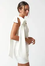 One Shoulder Statement Bow Mini Dress White