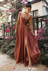 Soft Satin A-Line Sweetheart Neckline Gown w/Slit Black