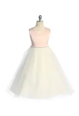 Girls' Satin/Tulle Dress w/ Pearl & Rhinestone Trim - Rose Top