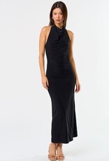 Simple & Sexy Black Halter Midi Dress
