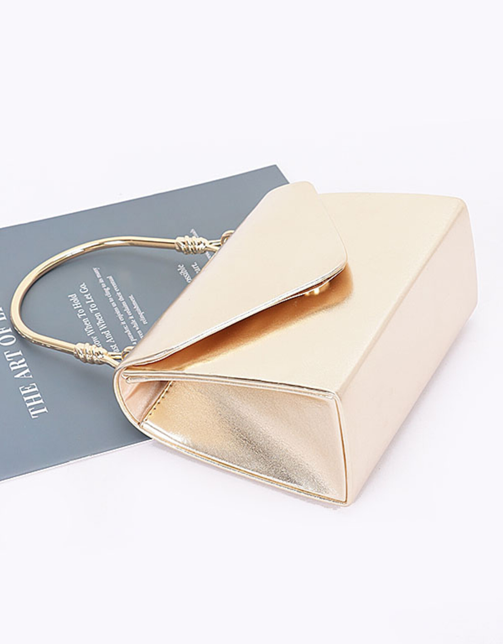 Metallic Metal Handle Crossbody Bag