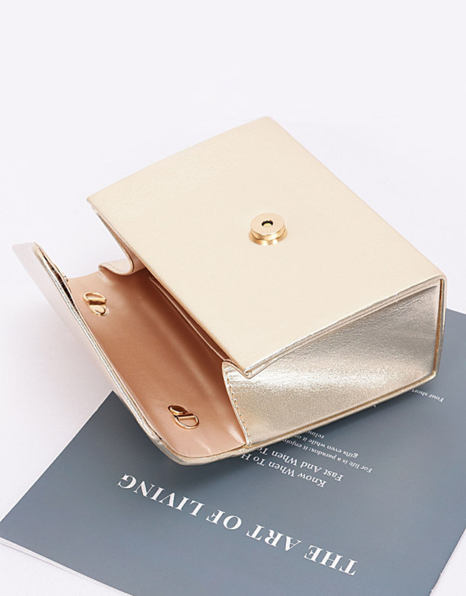 Metallic Metal Handle Crossbody Bag