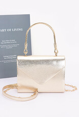 Metallic Metal Handle Crossbody Bag