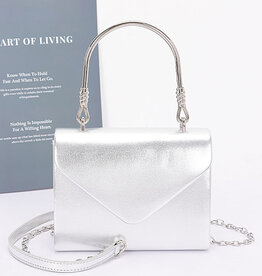 Metallic Metal Handle Crossbody Bag