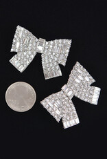 Silver Rhinestone Pave Ribbon Earrings