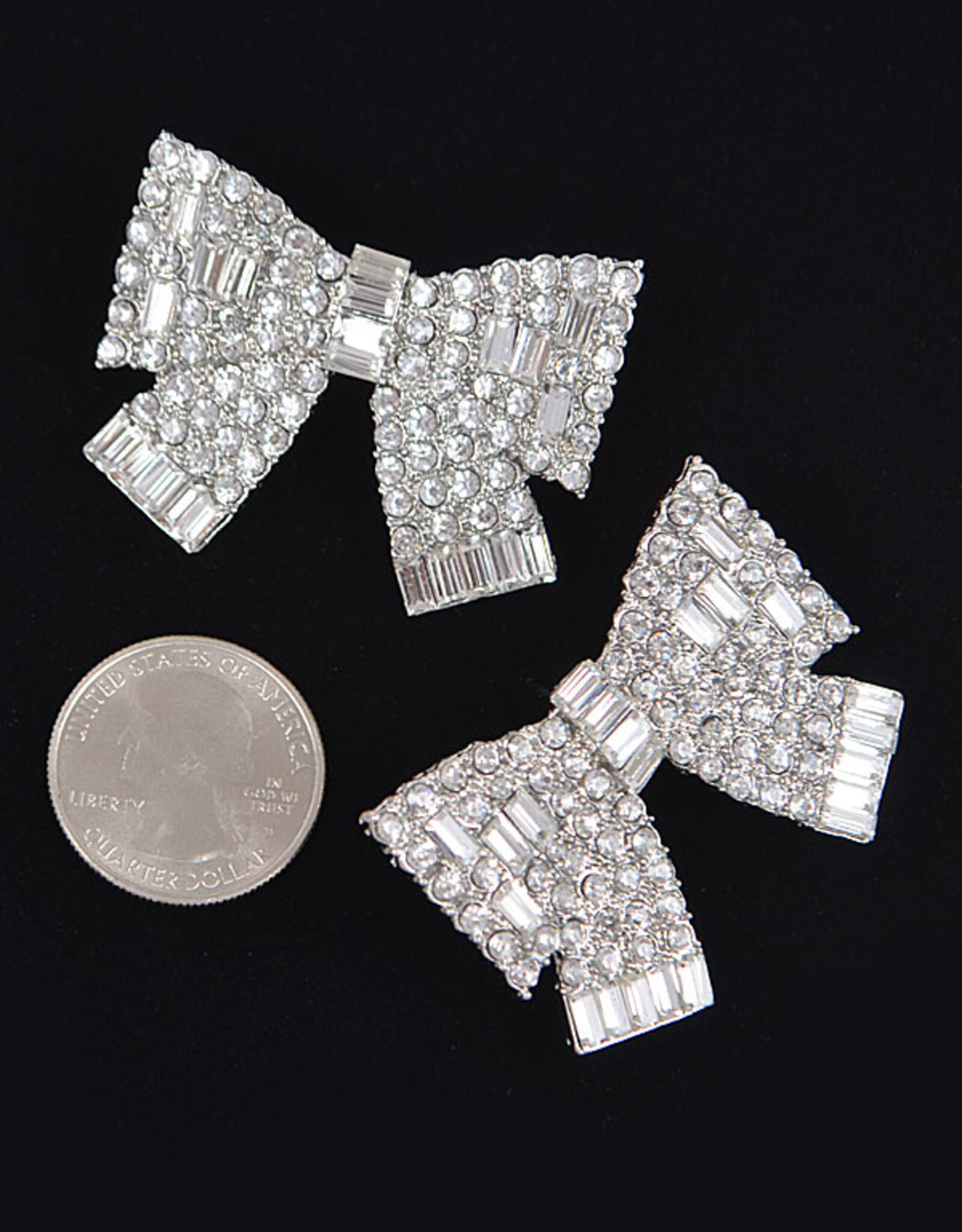 Silver Rhinestone Pave Ribbon Earrings