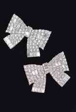 Silver Rhinestone Pave Ribbon Earrings