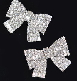 Silver Rhinestone Pave Ribbon Earrings