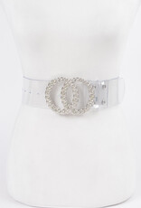 Wide Transparent Belt w/Rhinestone Buckle PLUS