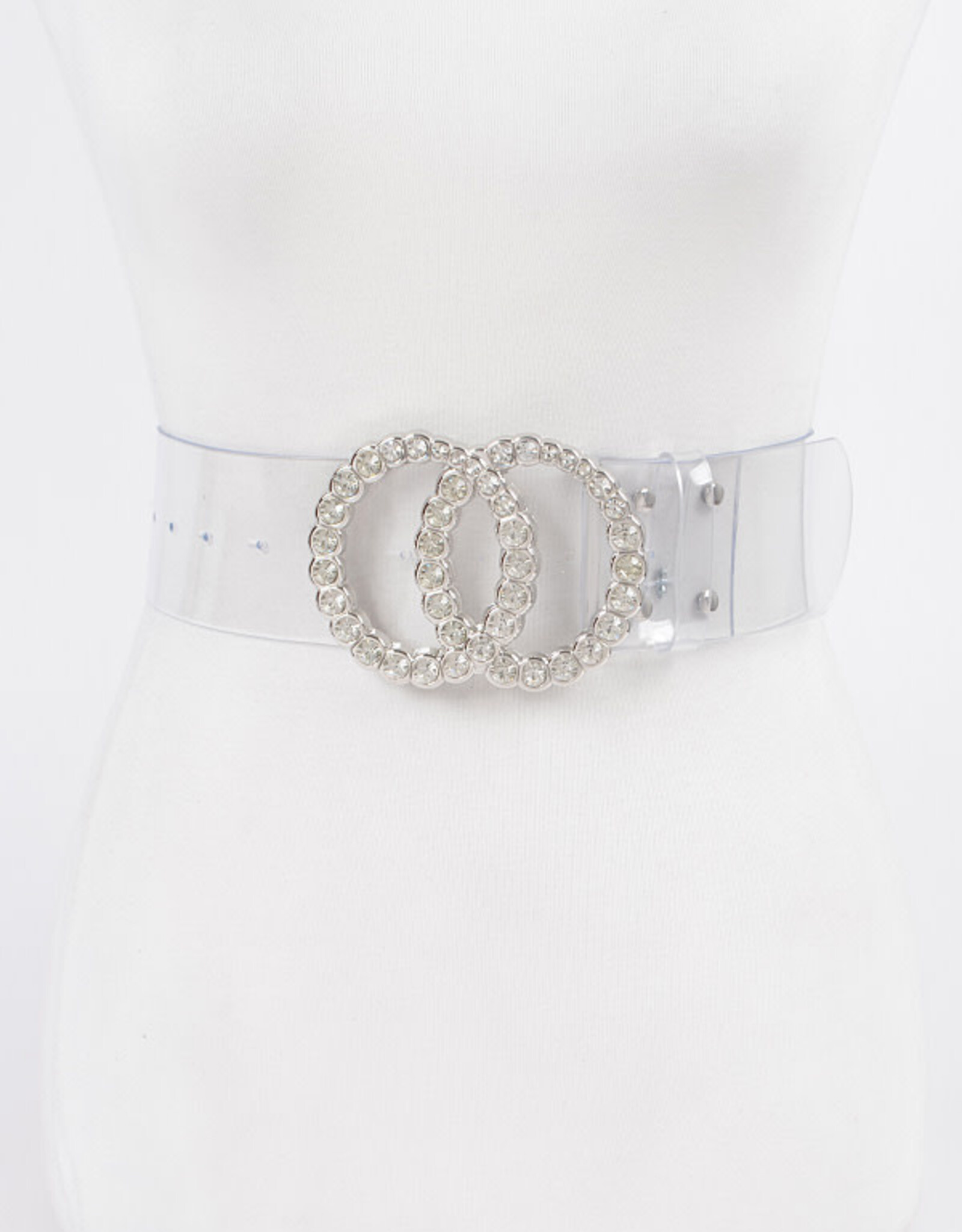 Wide Transparent Belt w/Rhinestone Buckle PLUS