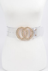 Wide Transparent Belt w/Rhinestone Buckle PLUS