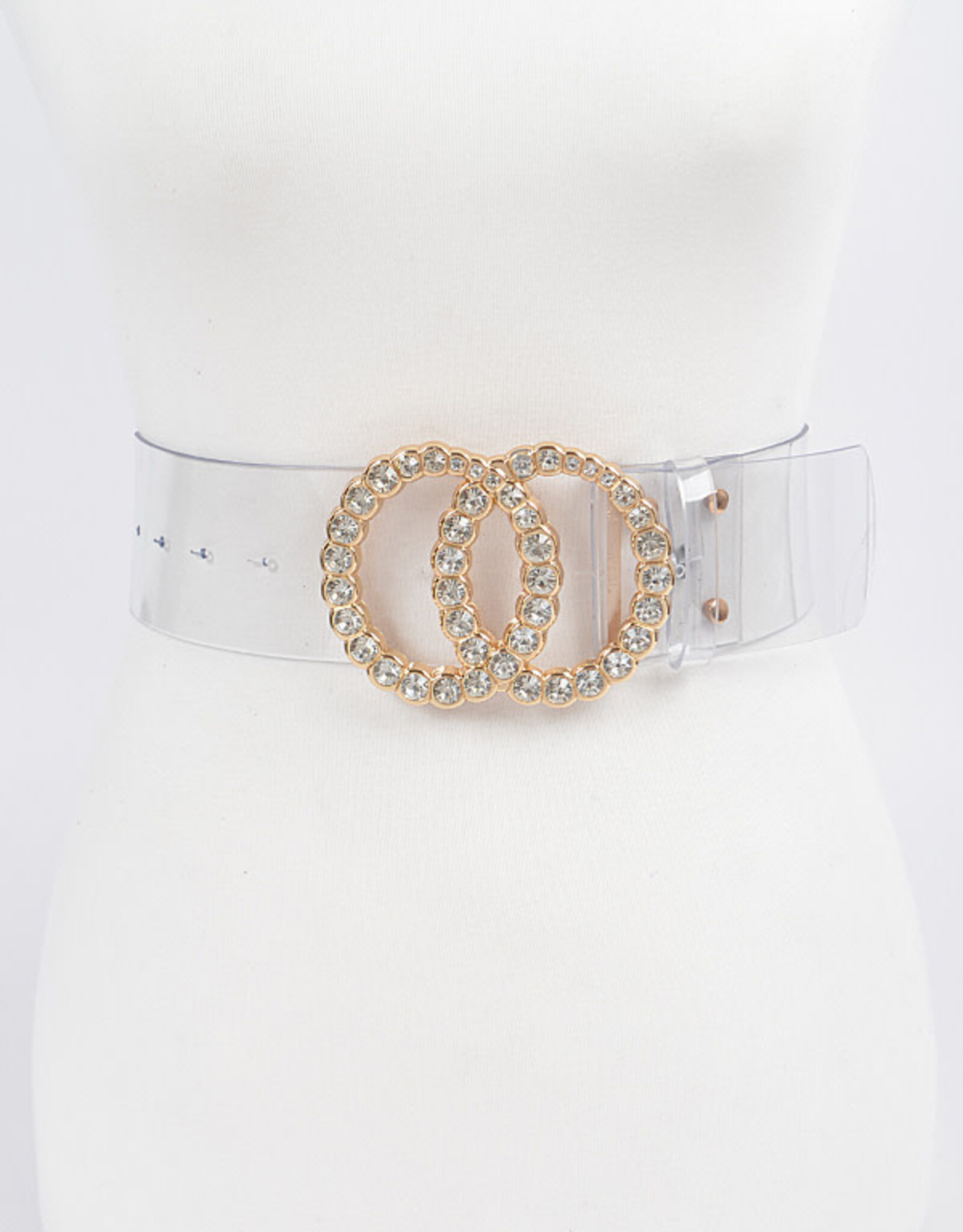 Wide Transparent Belt w/Rhinestone Buckle PLUS