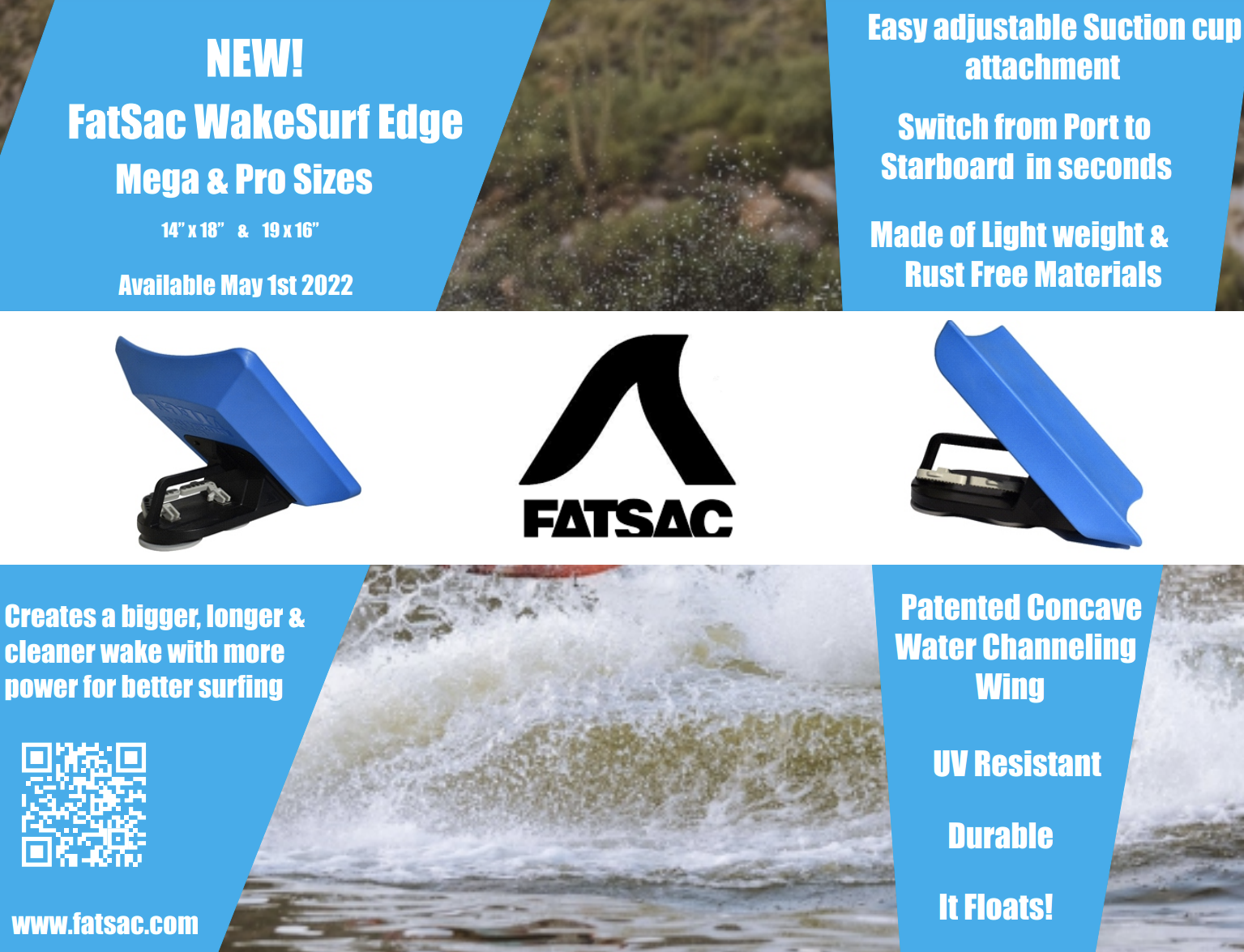Fatsac Edge Pro 2.0 Wake Shaper 9 x 16 - 144 sq inches - NorthLine - Home  of Boardsports & Sport Swap