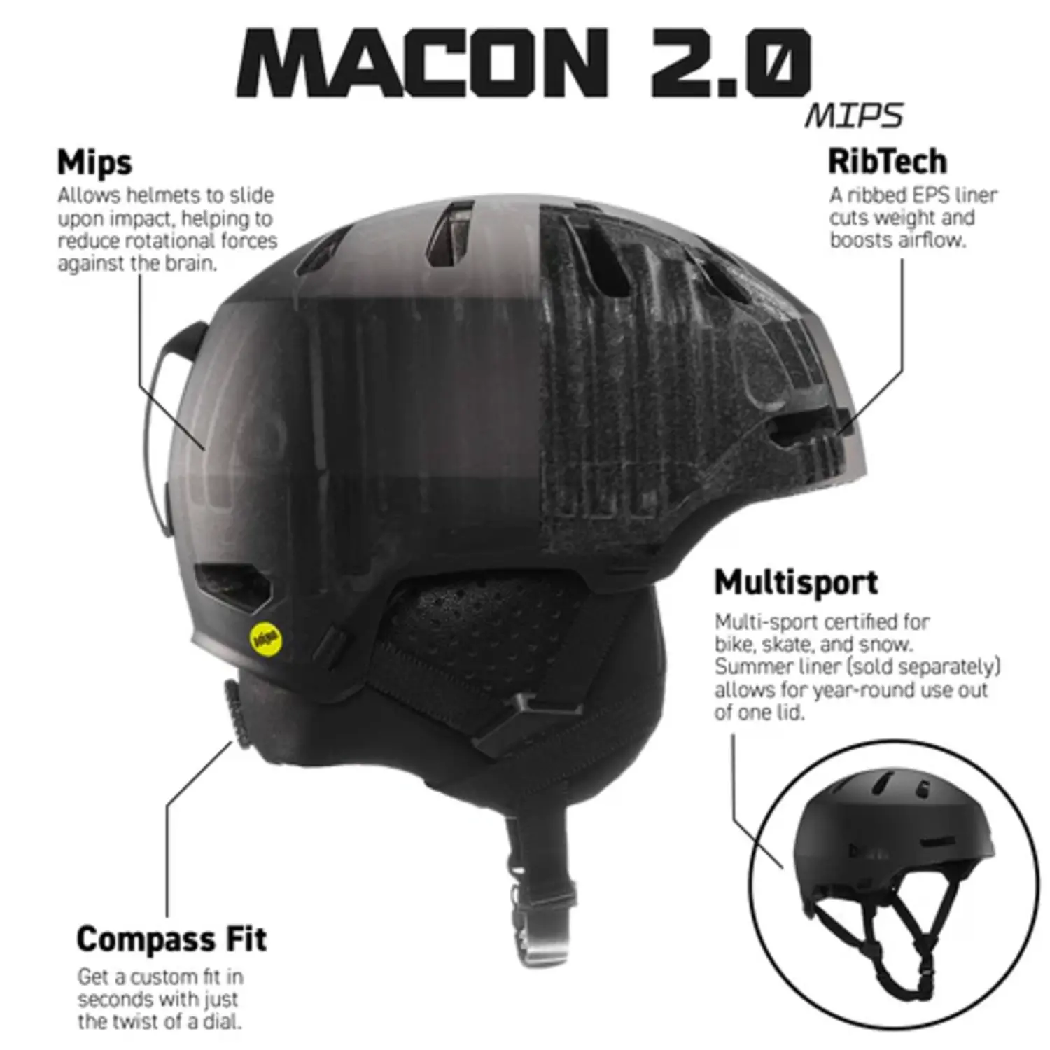 Bern Macon 2.0 MIPS - Satin Vapor - NorthLine Sports
