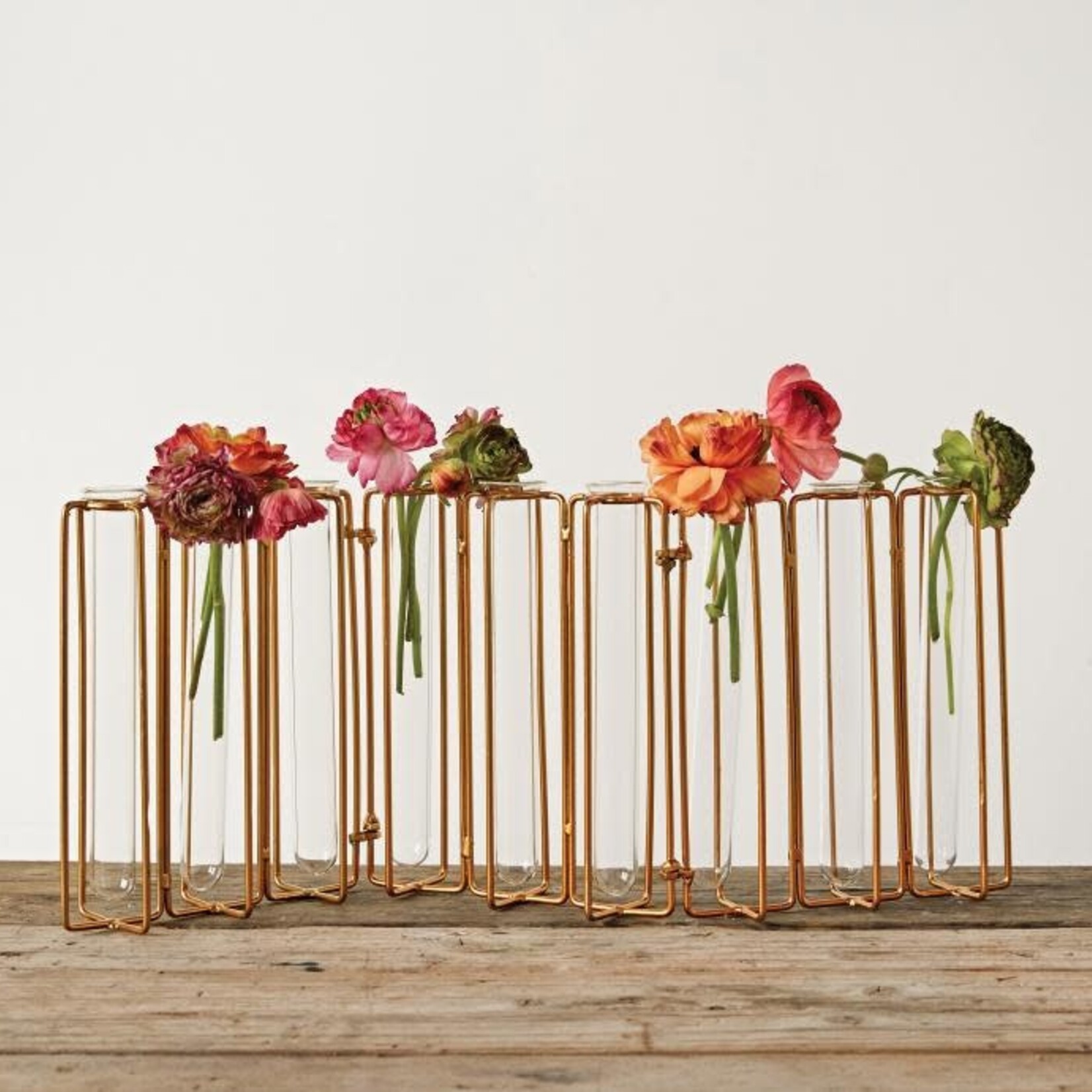 Metal + Glass Jointed Vase, Gold