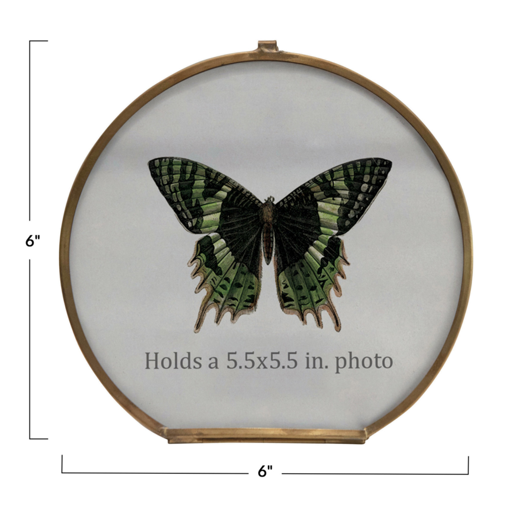 Round Brass & Glass Photo Frame, 6in