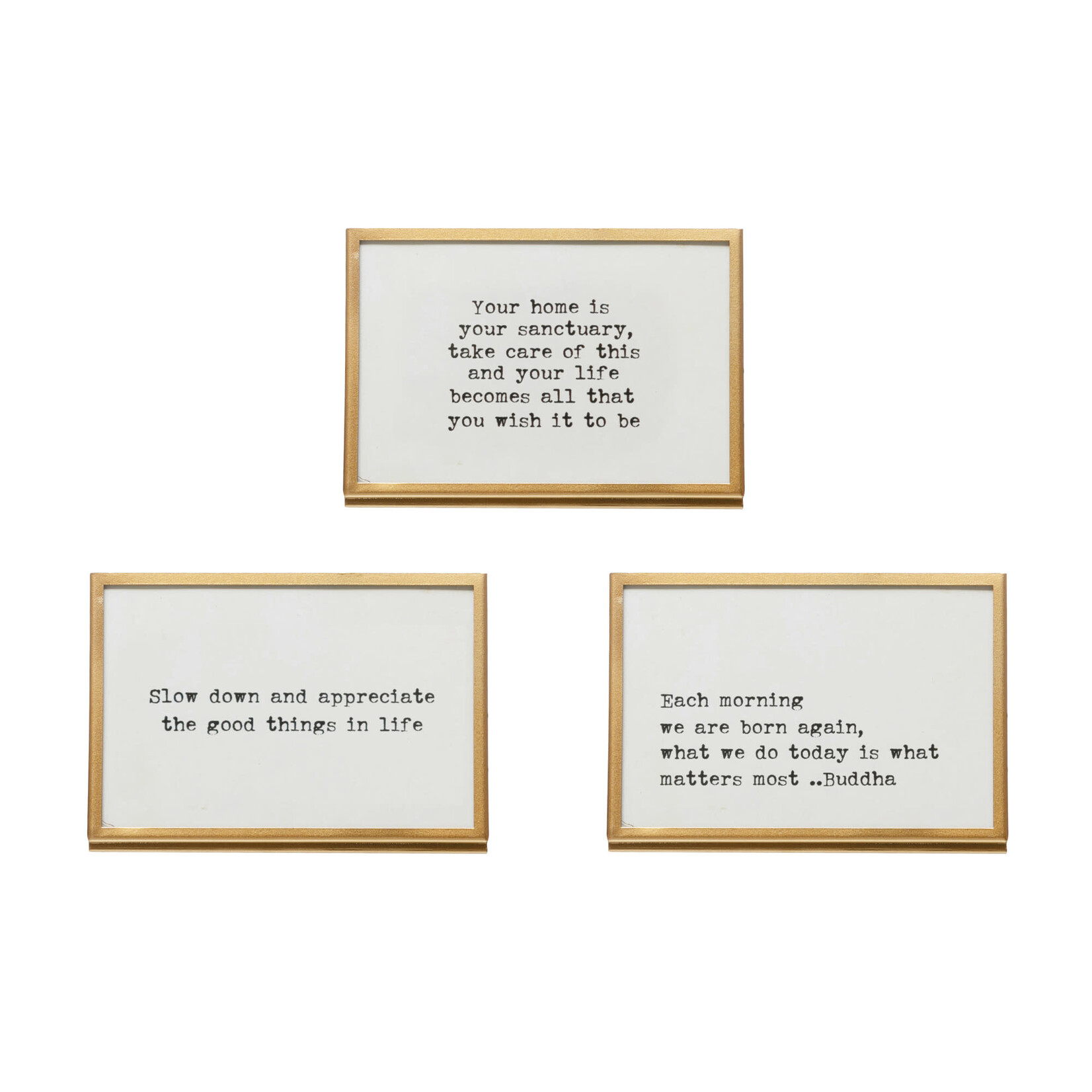 Metal & Glass Frame w Easel & Saying