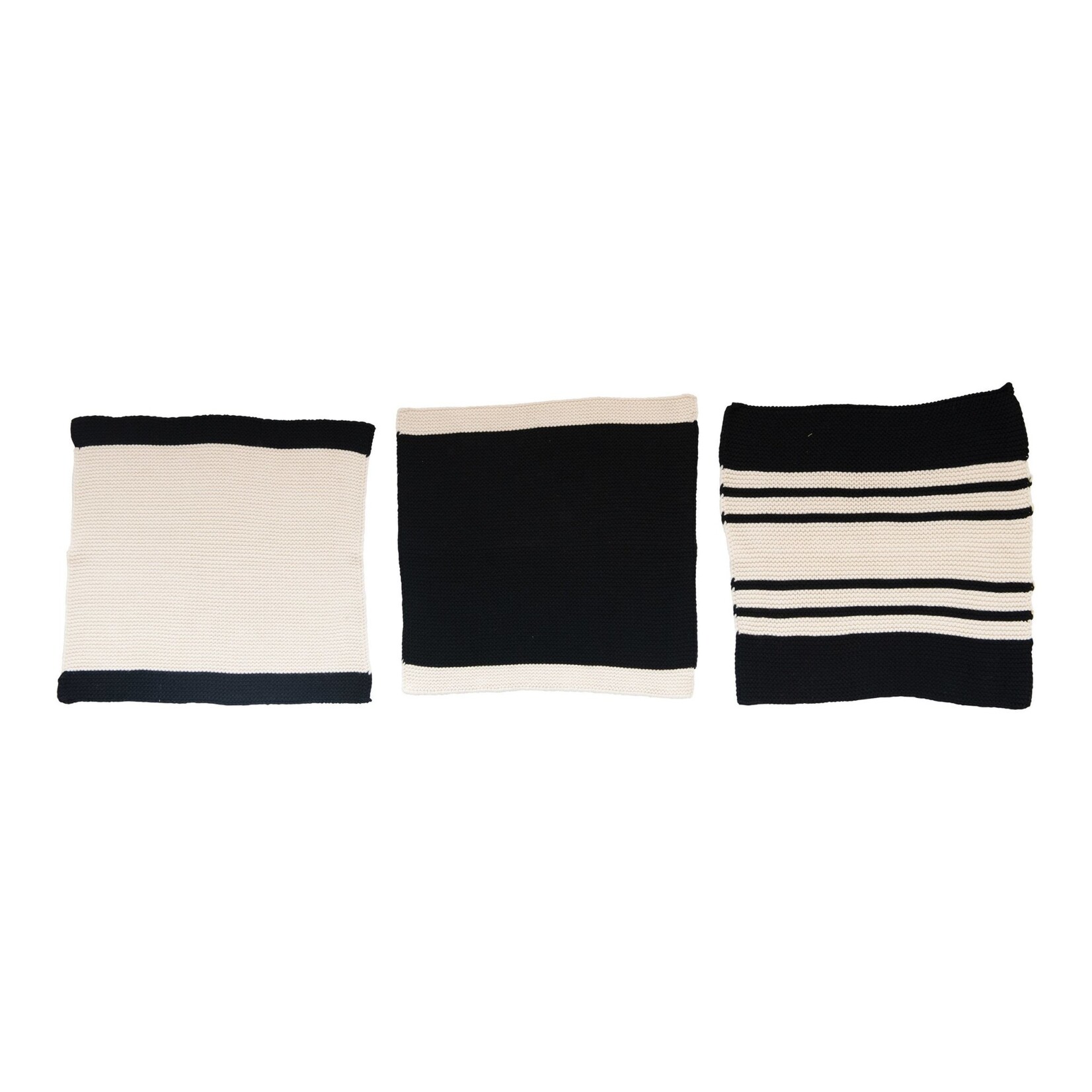 Cotton Knit Striped Dish Cloths in Bag