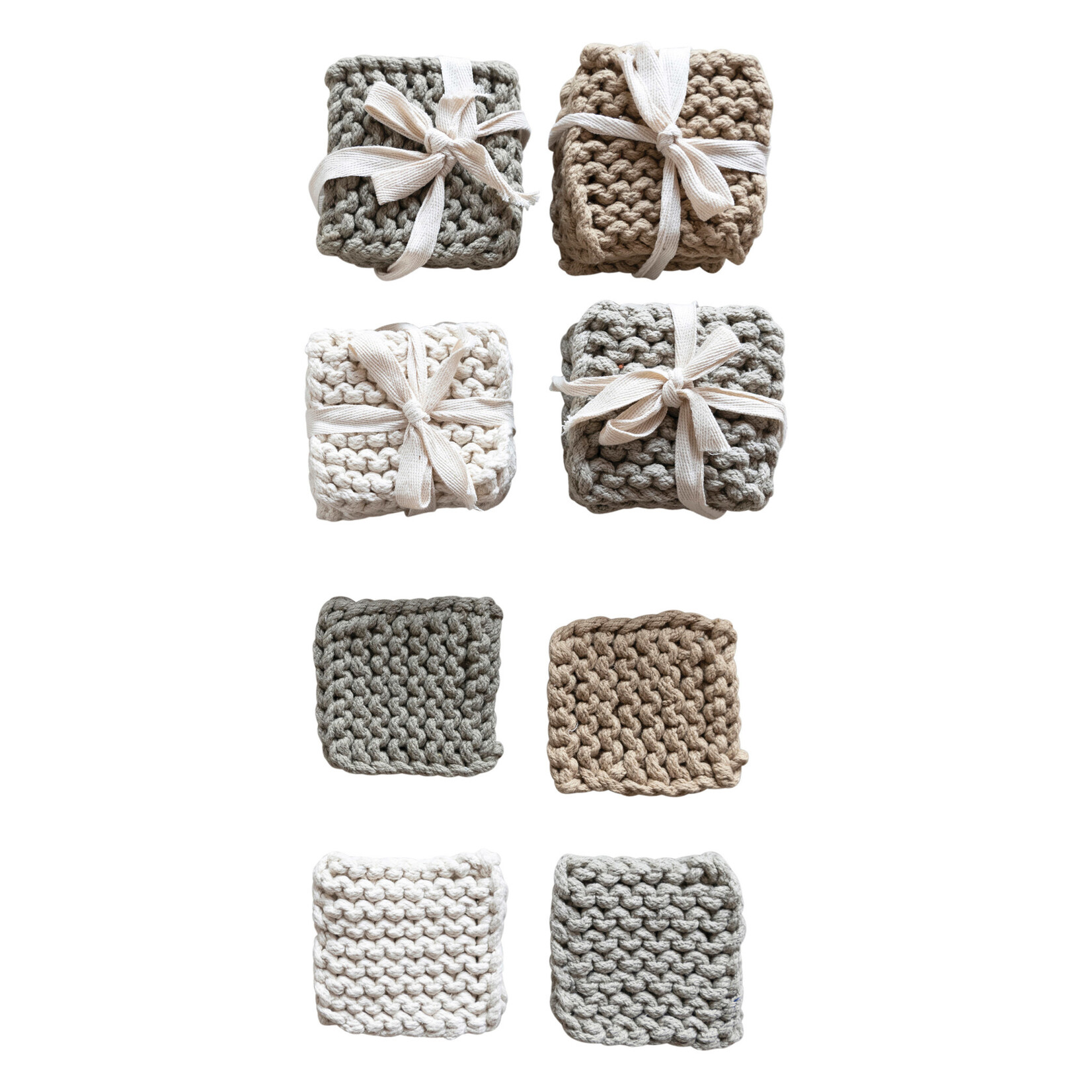 Cotton Crocheted Coasters, Set of 4
