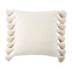 Mudpie Square Cream Tassel Pillow