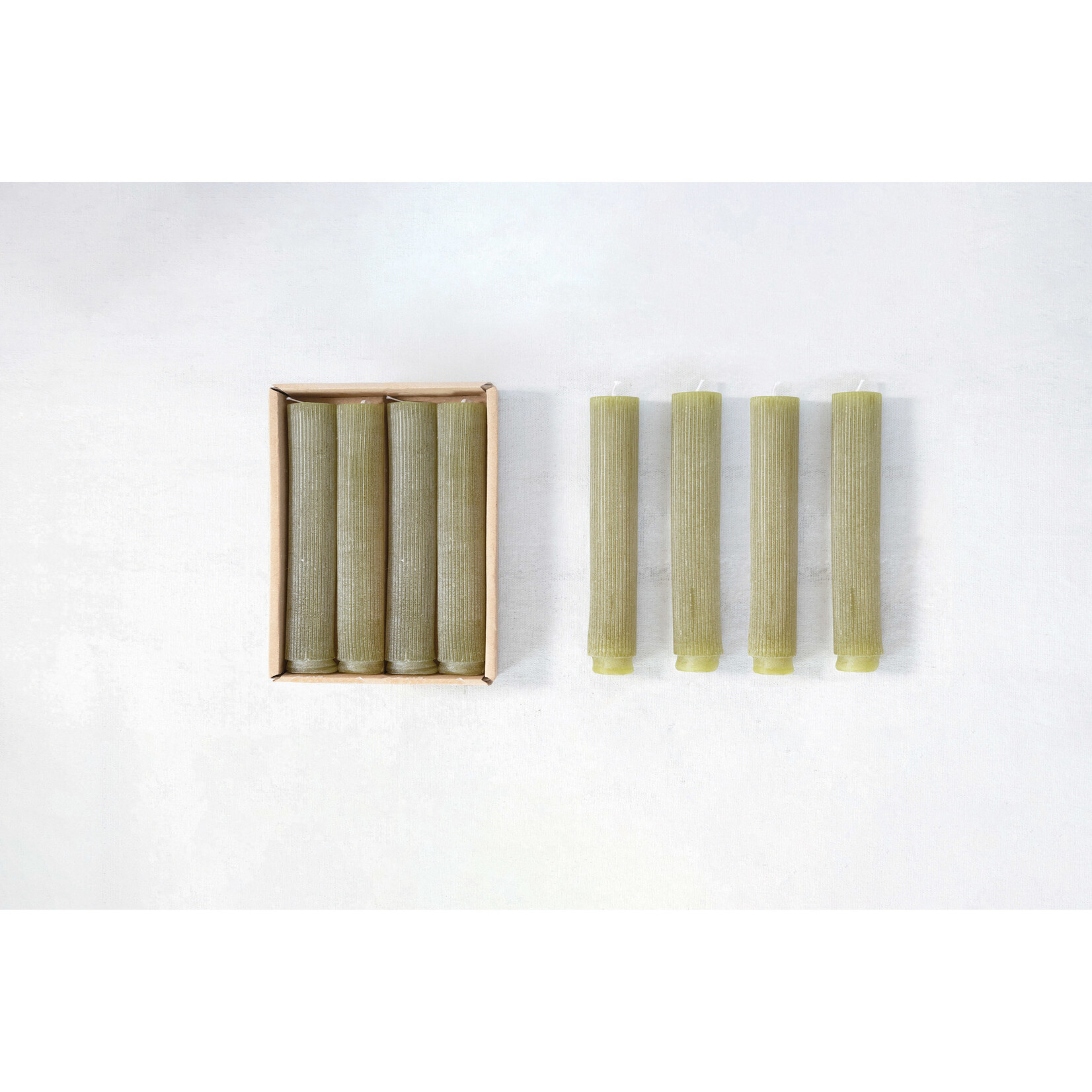 Unscented Pleated Taper Candles, Powder Finish, 5in
