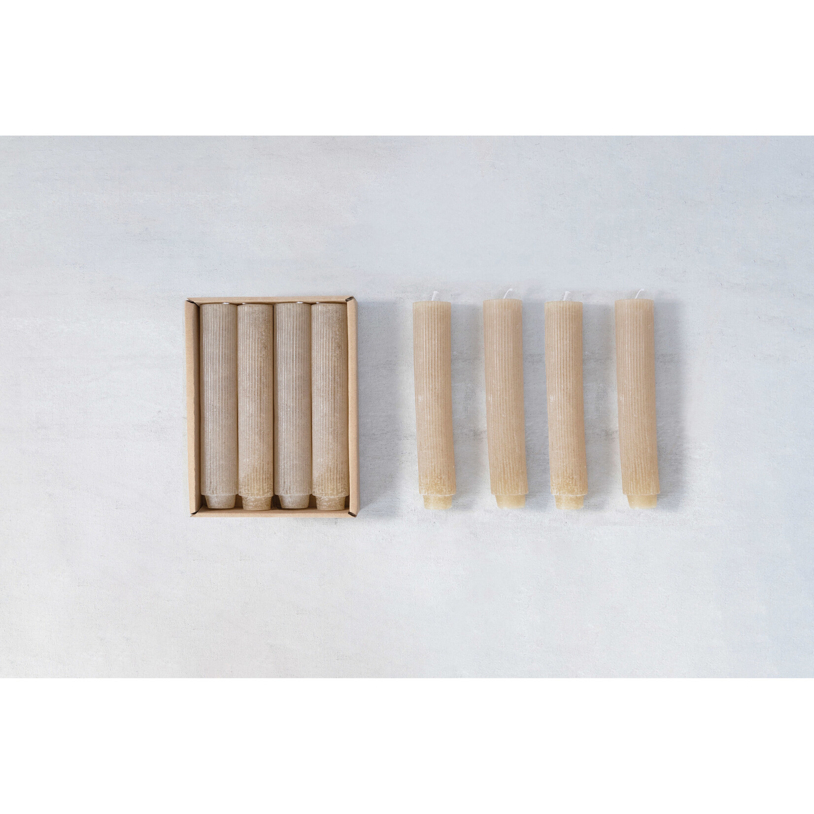 Unscented Pleated Taper Candles, Powder Finish, 5in