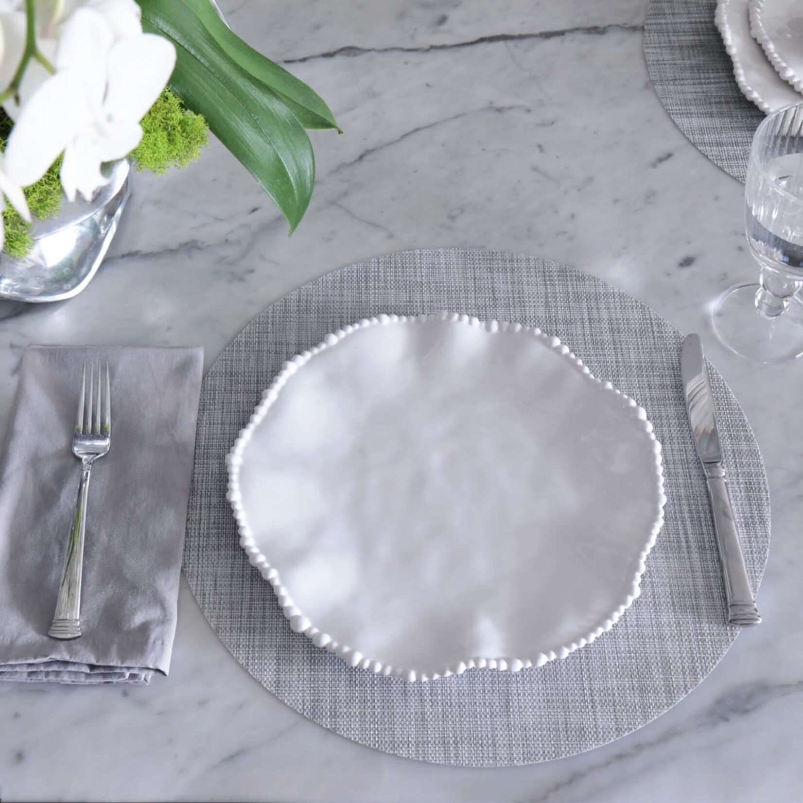 Beatriz Ball Indoor/Outdoor Woven Round Placemat, Charcoal, s/4