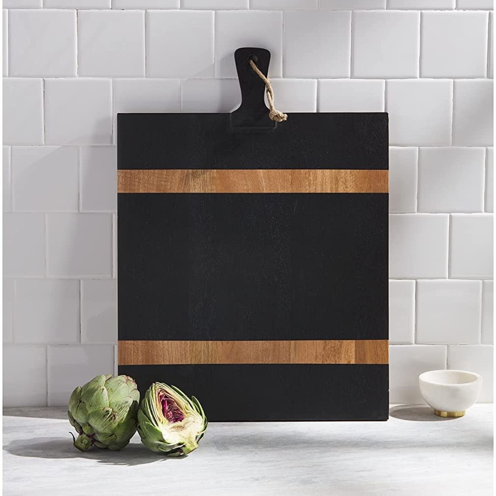 Mudpie Black Square Board w Stripes