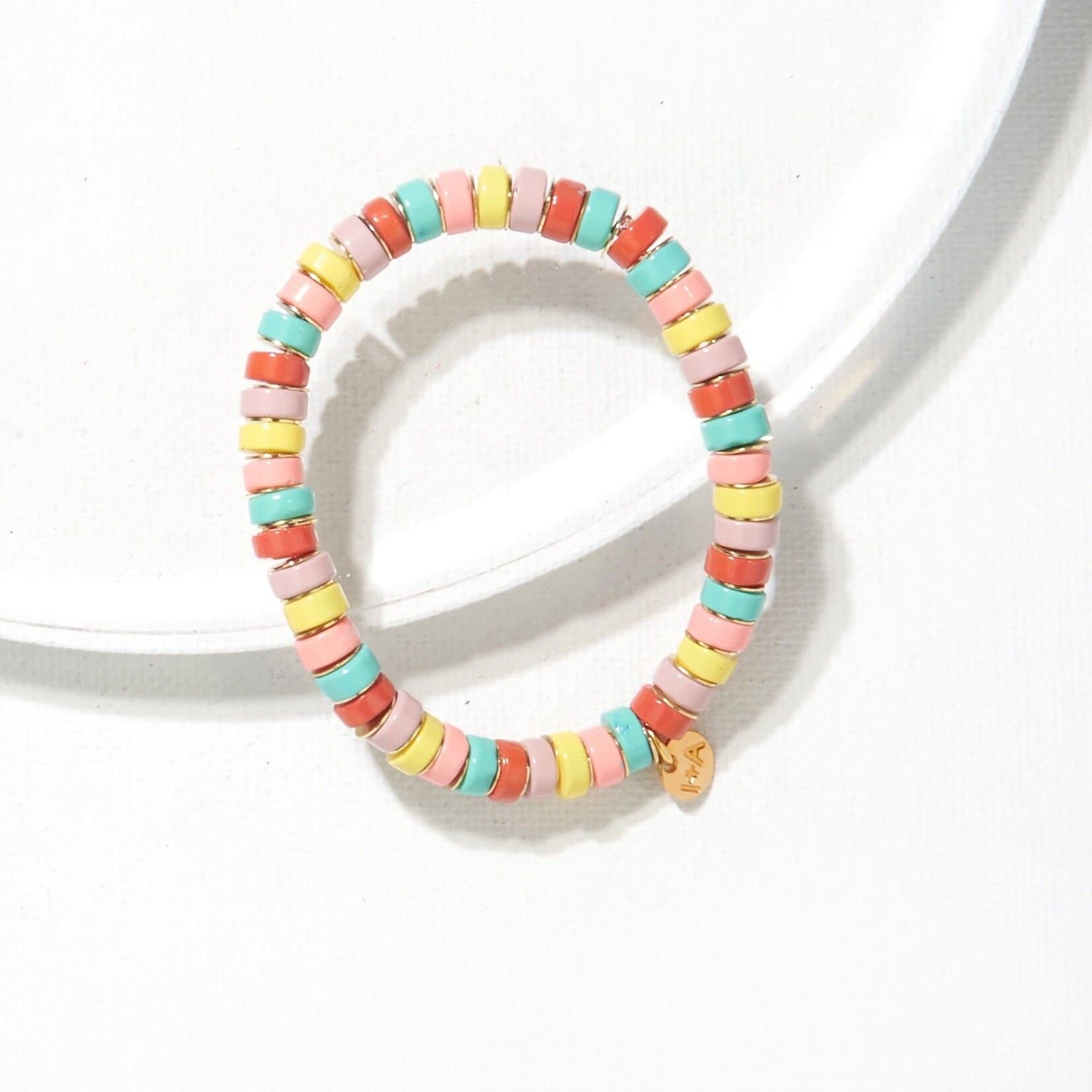 Ink + Alloy Disk Bead Stretch Bracelet