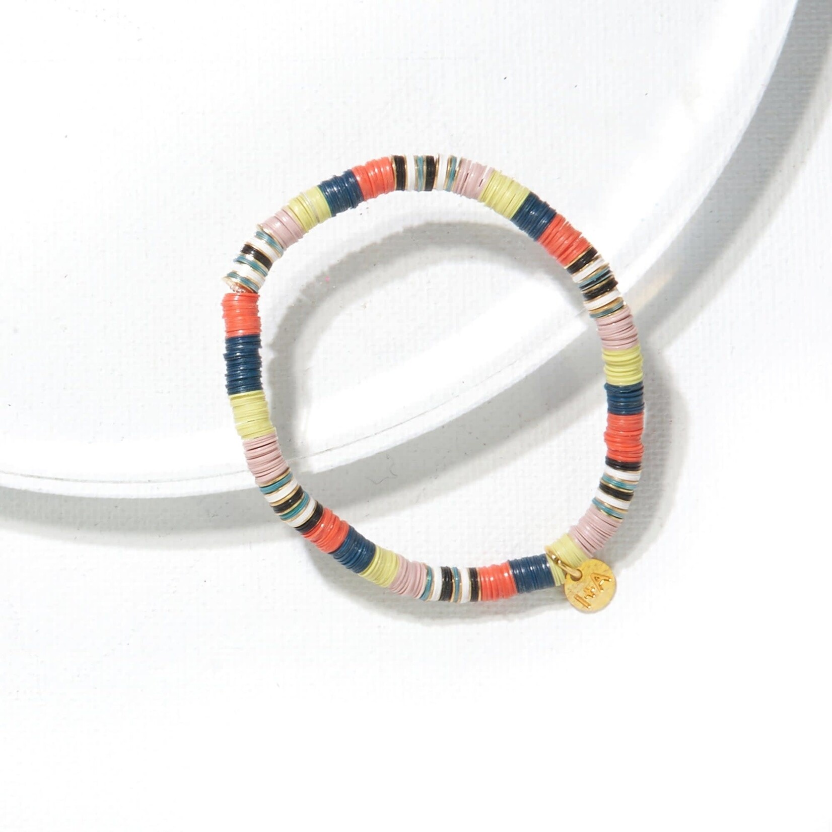 Ink + Alloy Disk Bead Stretch Bracelet